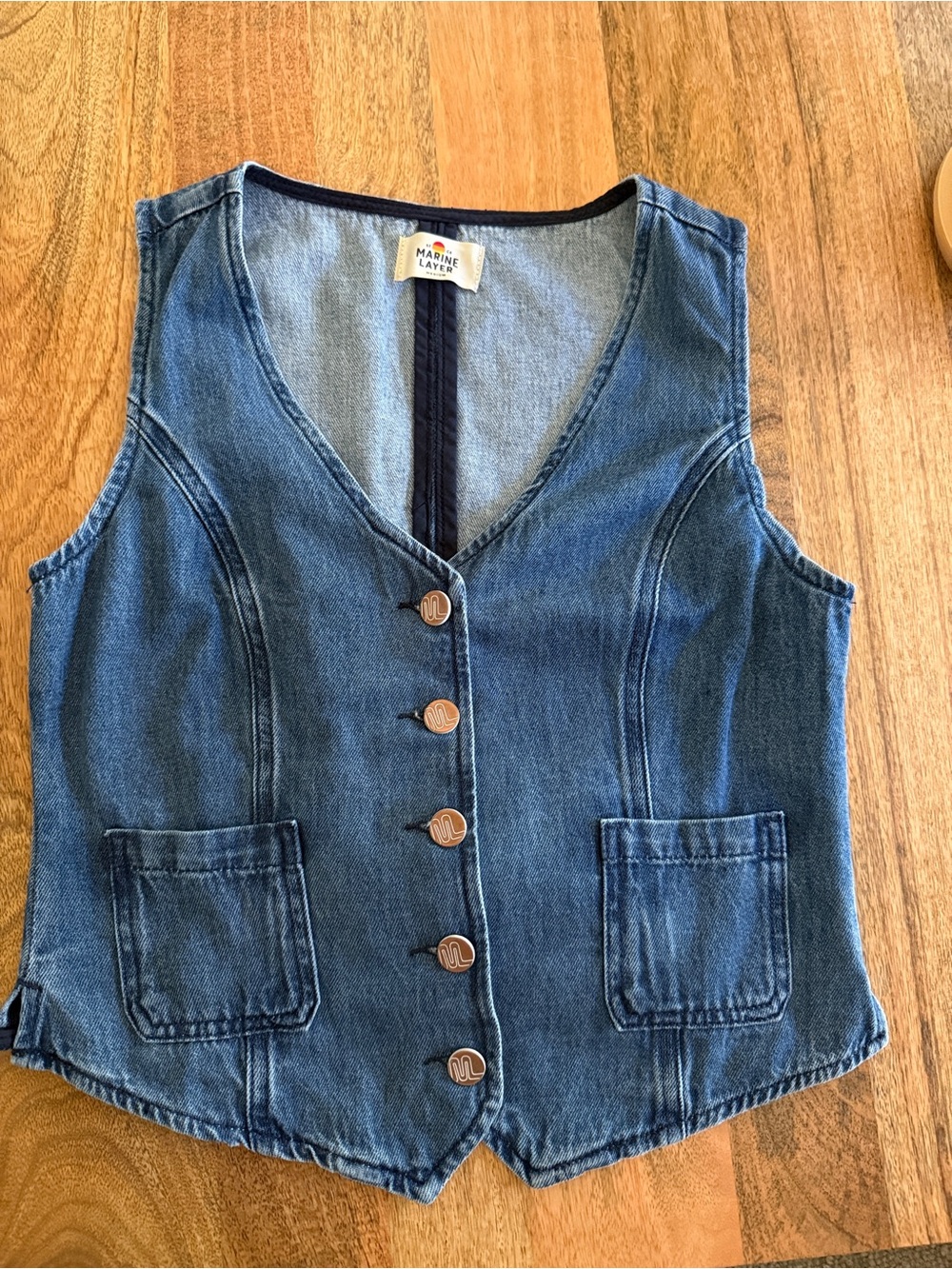 NWOT Marine Layer Daisy Denim Vest M - Picture 5 of 6